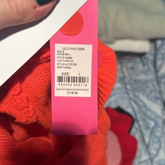 NWT Lily Pulitzer sweater. Spicy coral color (bright pink/red, not red) - Picture 4 of 4